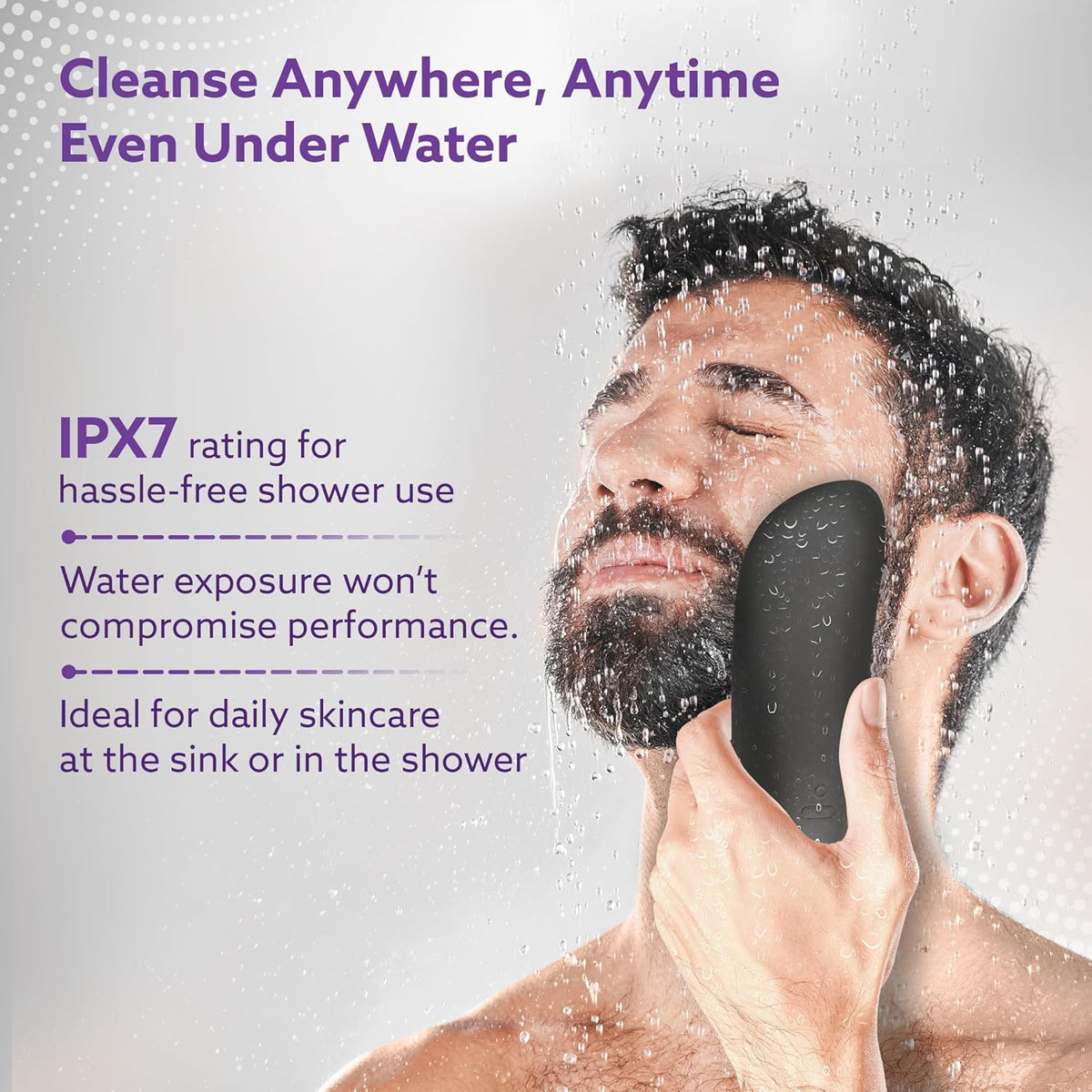 Facial Cleansing Massager with Sonic Vibration Technique, 5 Cleaning Modes, Waterproof, Soft Silicone Bristles, Handheld, Black CM2407