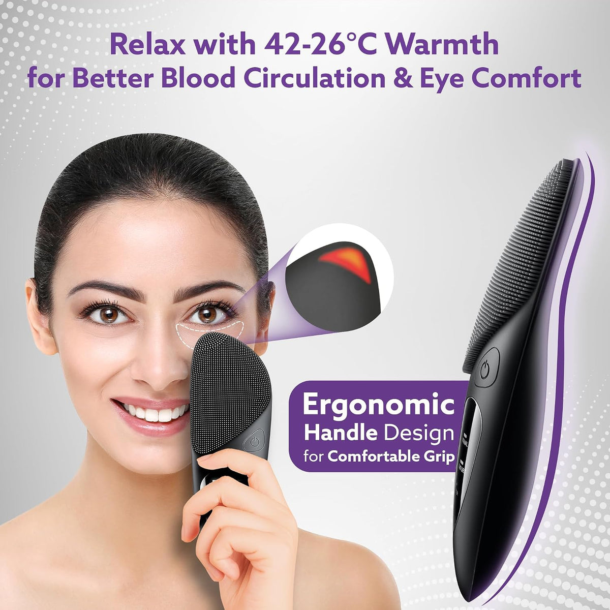 Facial Cleansing Massager with Sonic Vibration Technique, 5 Cleaning Modes, Waterproof, Soft Silicone Bristles, Handheld, Black CM2407