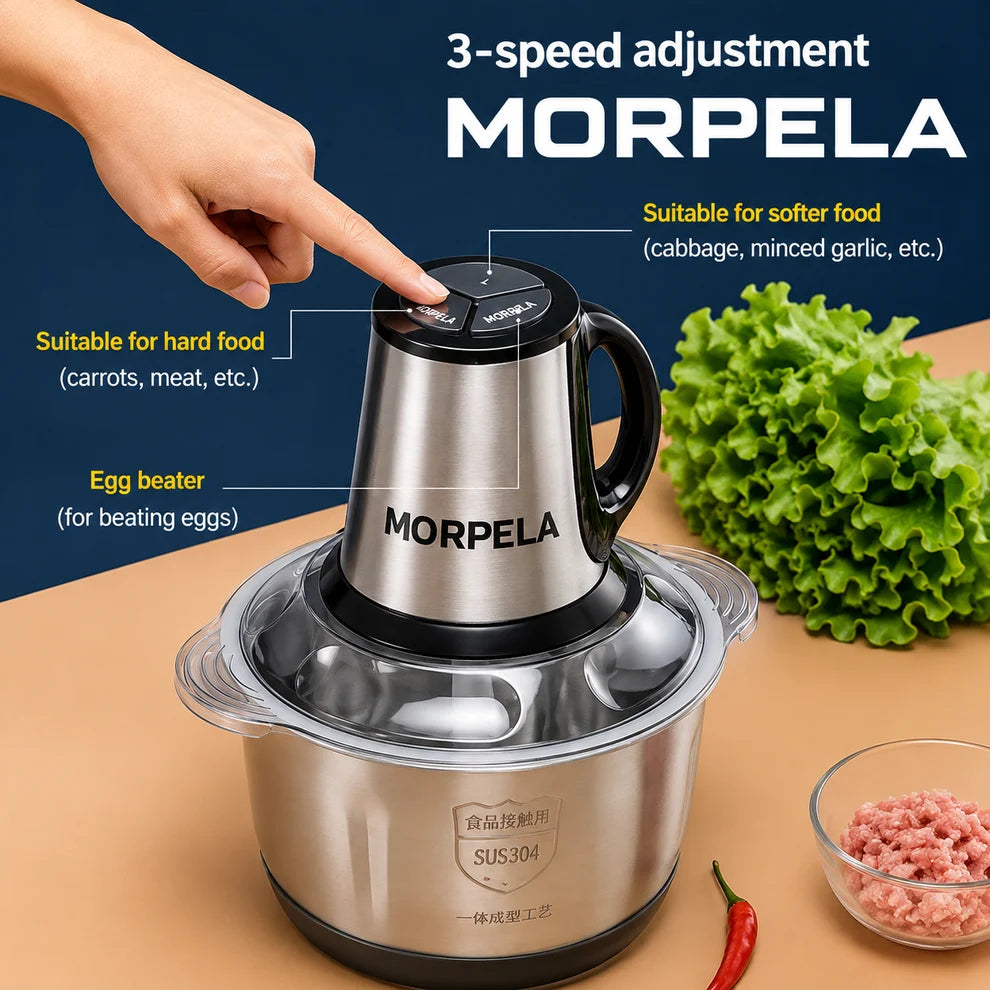 DK Mart Multipurpose 800w Electric Food Chopper 2L | Stainless Steel Bowl