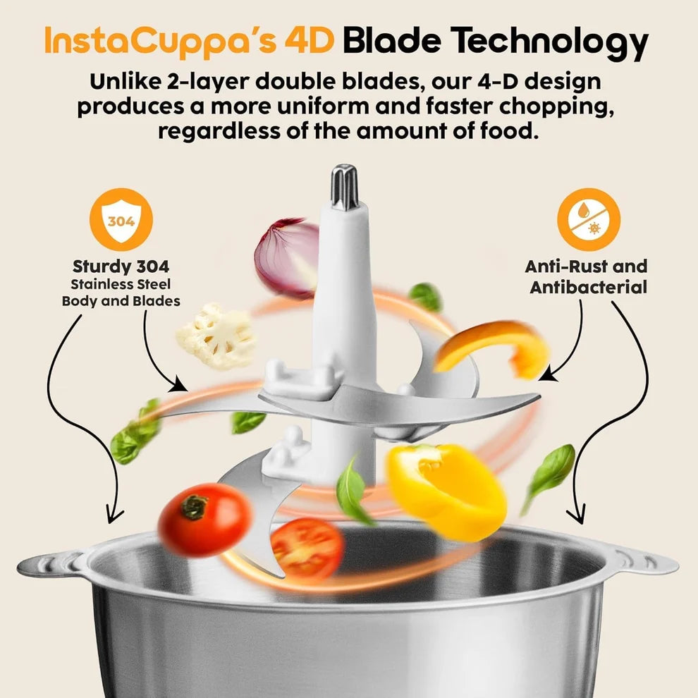 DK Mart Multipurpose 800w Electric Food Chopper 2L | Stainless Steel Bowl